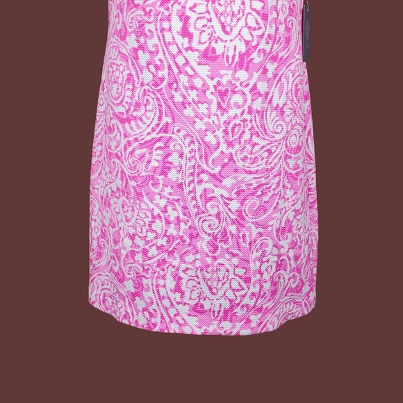 Vince Camuto Womens Pink White Sleeveless Halter Keyhole Sheath Dress Size 8 NWT - Picture 3 of 8